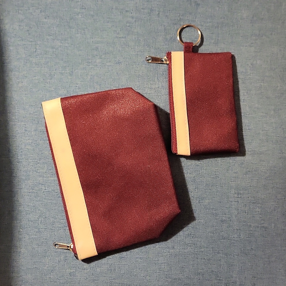 Brand New Cosmetic Bag and coin purse, Maroon color, $10